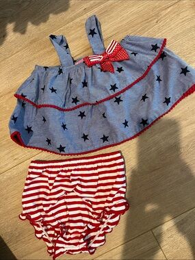 Girls' Star Print Blue & Red Two-Piece Set size 9m